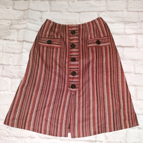 Bogart of Texas button detail striped A-line skirt, size 7/8 - Picture 1 of 7